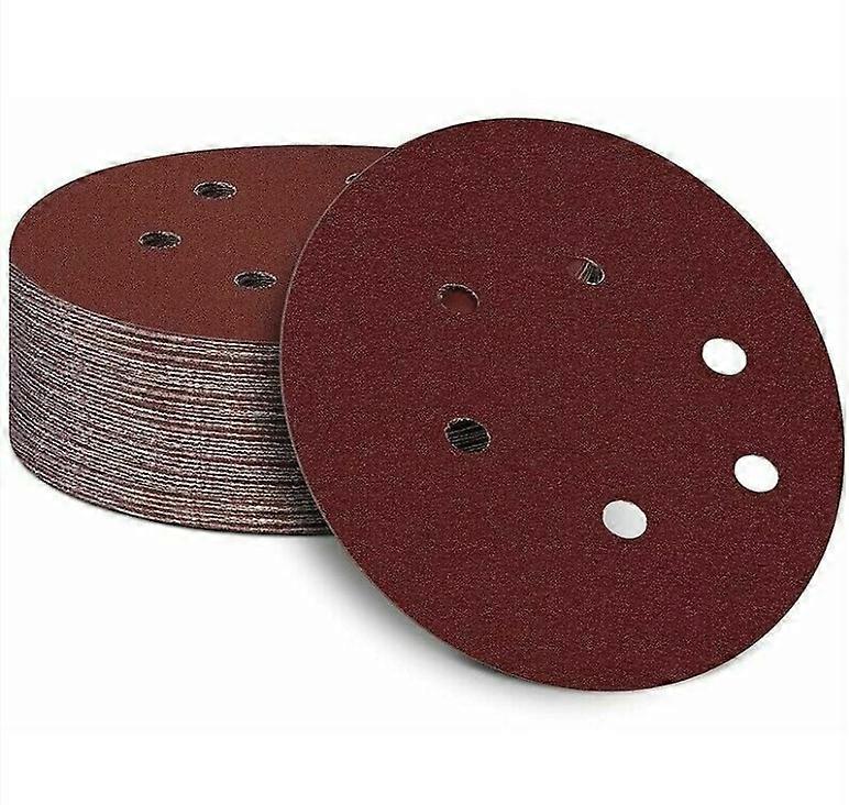 Pack of 50 150mm Self-Adhesive Sanding Discs, Hook and Loop Sandpaper for Random Orbital Sander (40 Grit)