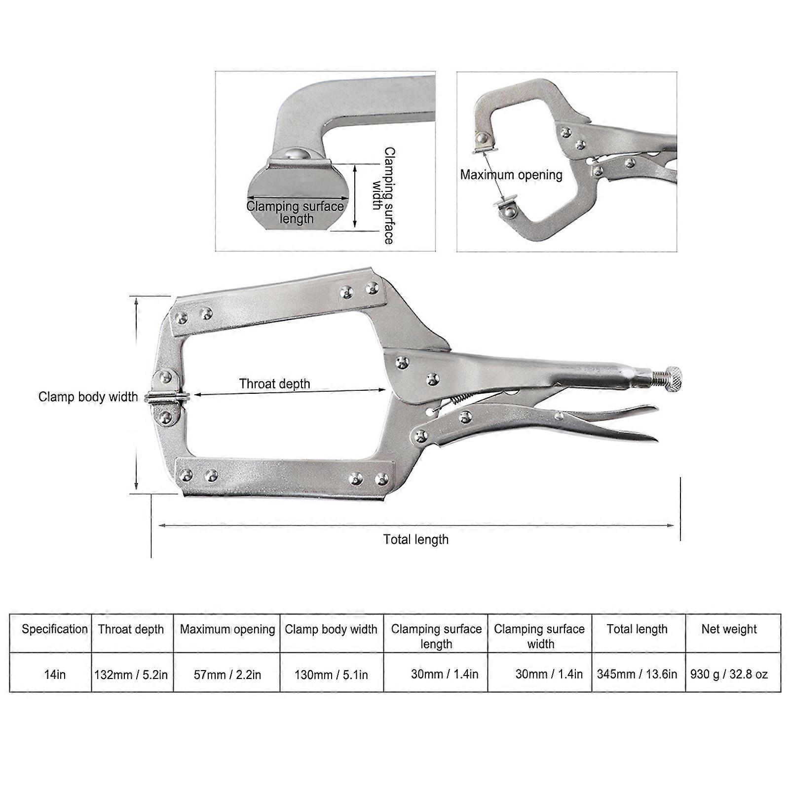 C-Shaped Vise Clamp Woodworking Quick Fixture Welding Multi-Tool 14 Inch