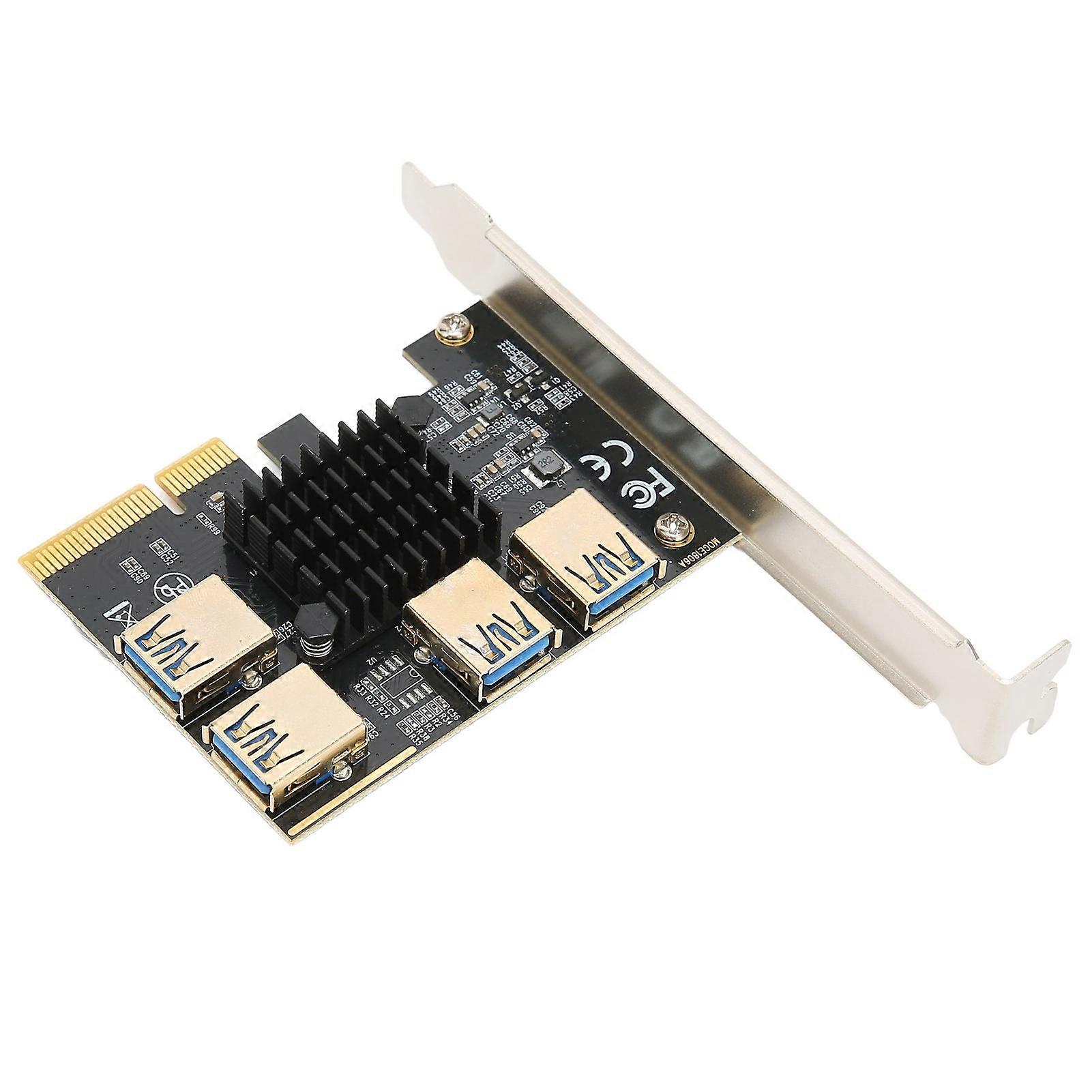 PCI-E Riser Card X4 to 4x PCIe 16X USB 3.0 Black Adapter