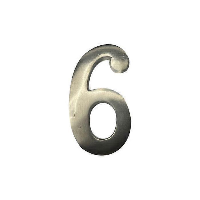 House Number - GENERIC - 6 - Matte Nickel - 10cm - Invisible Fixing
