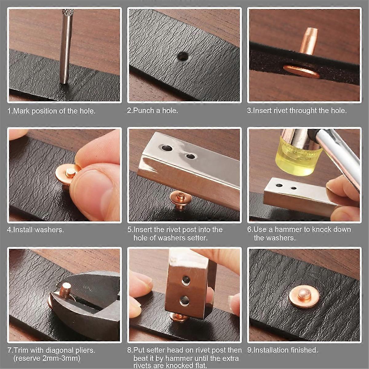 50 Sets Copper Rivets Various Leather Rivet Kits for Repairing