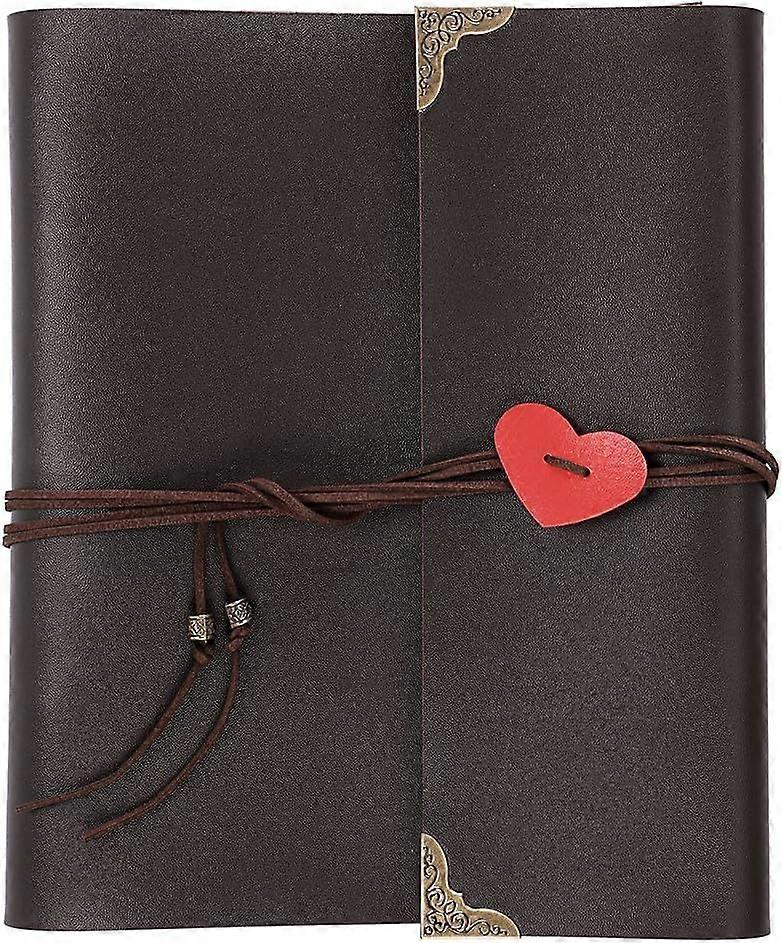 DIY Scrapbook PU Leather Adventure Book Photo Album with Corner Stickers Gifted Box - Perfect Baby Memory Book Birthday Wedding Anniversary (Black)