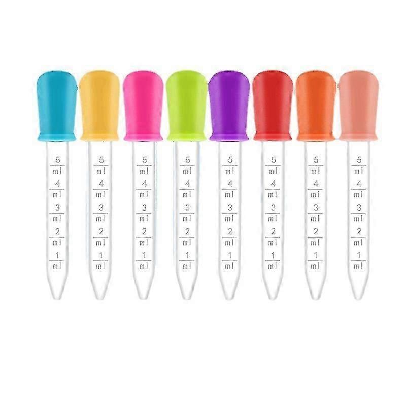 8 Clear 5ML Graduated Pipettes, Multicolor Silicone Plastic Pipettes with Ball Tip, for Making Kitchen Confectionery Oil Glue