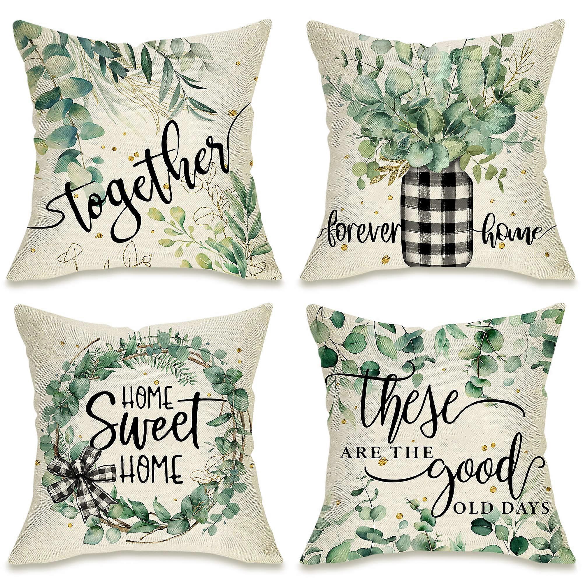 4 Set Decorative Throw Pillow Cover for Couch Cushion Case Decor Spring Summer