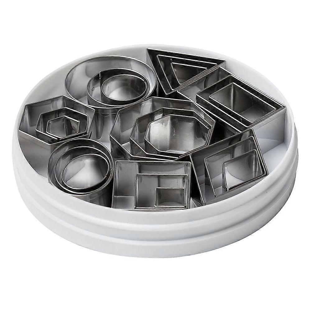 24 Pc Set Geometric Shapes Cutters with Plain Edges in Graduated Sizes for Baking and Crafting