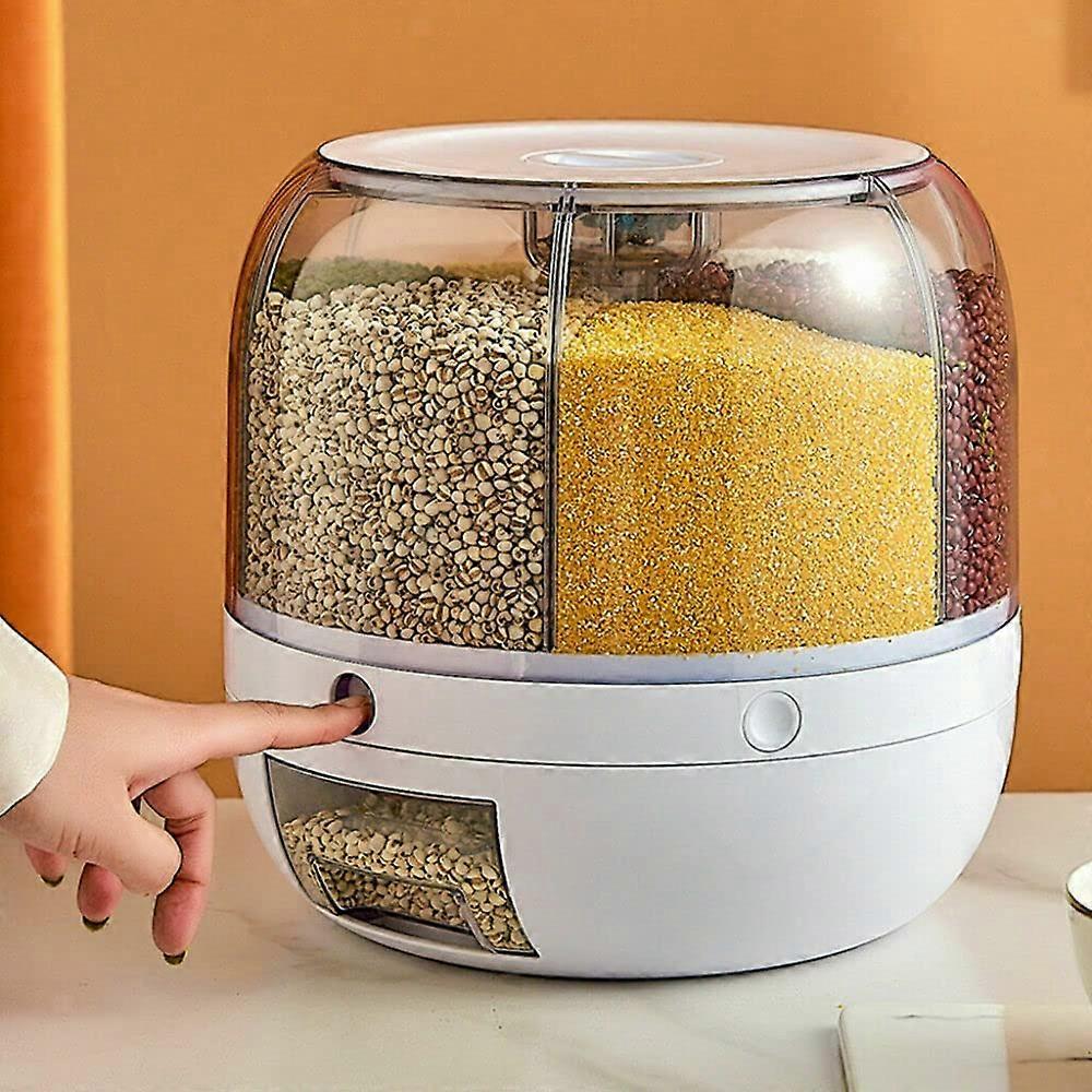Rotating Rice Dispenser with One-Click Output for Kitchen Organization and Grain Storage 10 kg