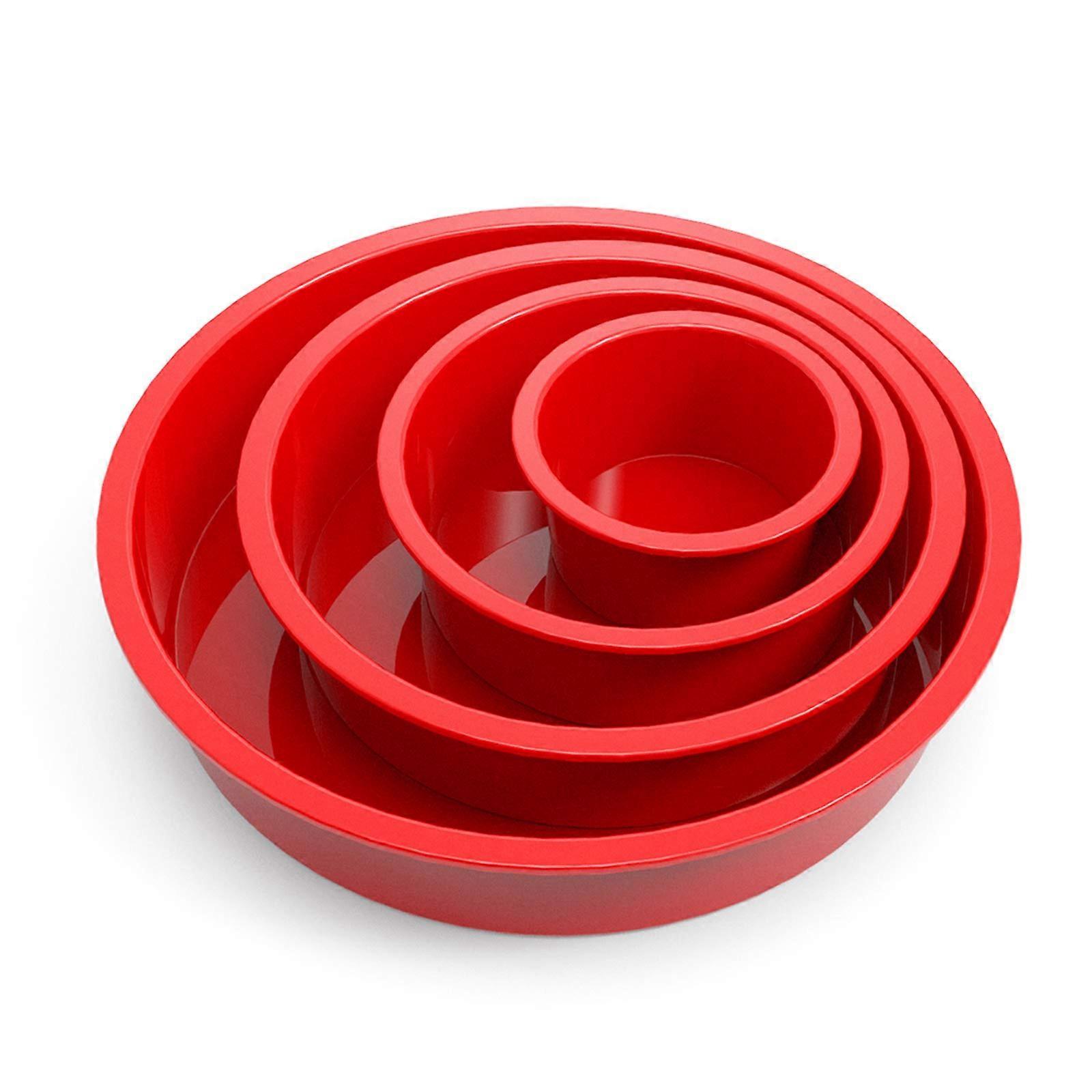 4-Piece Silicone Cake Pans Set - Nonstick Round Baking Molds for 3, 5, 7, 9 Inch Layer, Cheese, and Chocolate Cakes