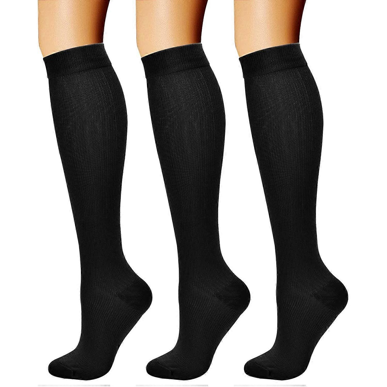 Compression Socks for Men and Women (3 Pairs) 15-20 mmHg Athletic Support for Running and Cycling, Size Small/Medium, Black