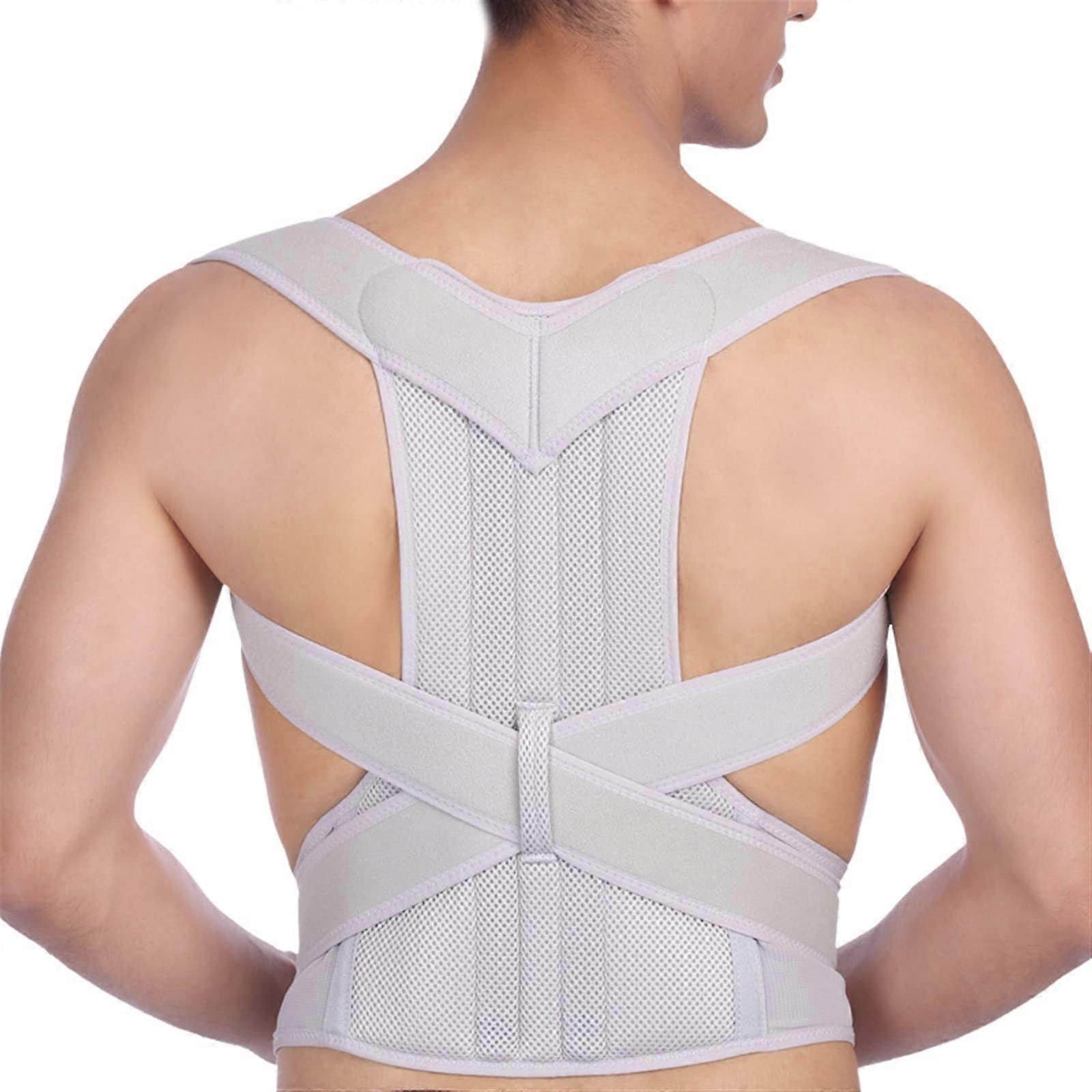 Universal Posture Corrector Back Brace for Home Fitness - Elastic Lightweight Orthopedic Corset Support Belt, Gray, Size L