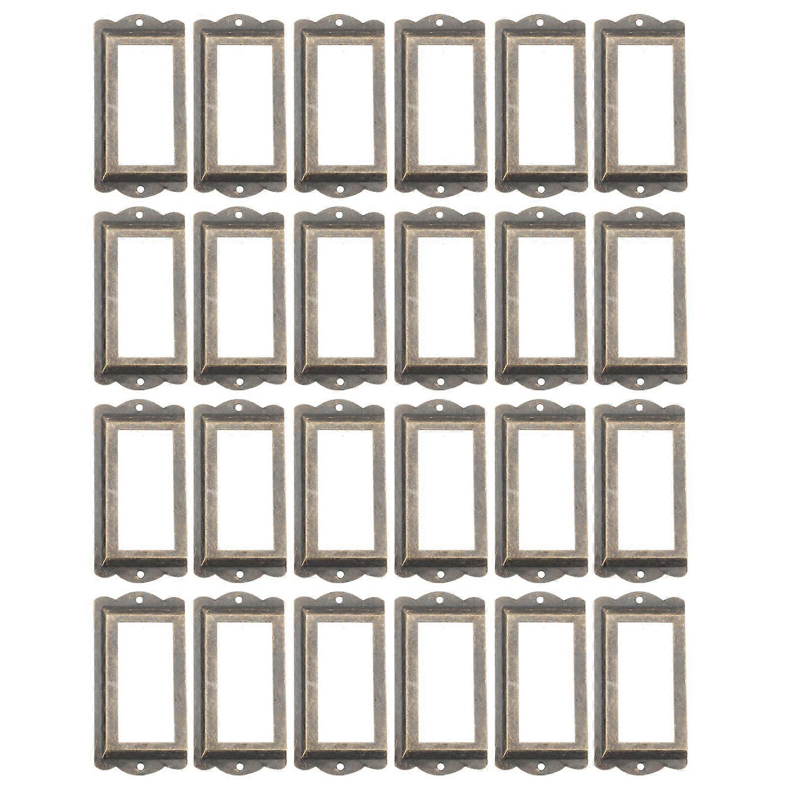 24pcs Metal Label Holder Frames Antique Drawer Cabinet Label Frames Label Holder