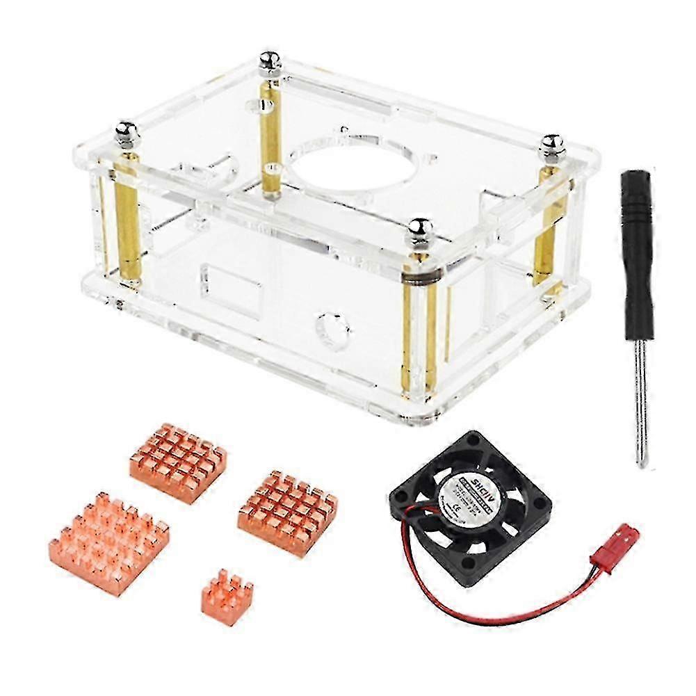 For Orange Pi 3 Case Acrylic Enclosure Transparent Shell Heatsink Screwdriver Cooling Fan For Orang