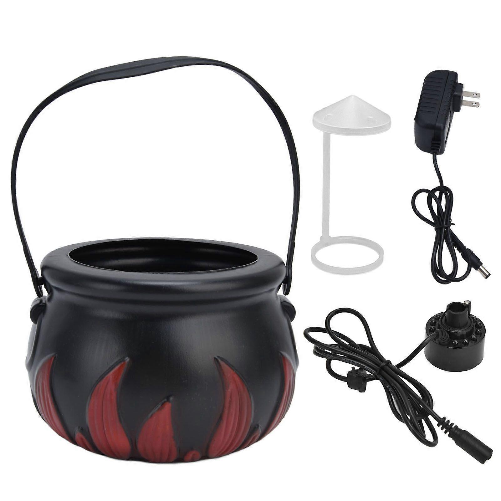 Halloween Witch Pot Smoke Machine Mist Maker Fogger with Color Changing LED Light Party Prop AC100240VRed Flame US Plug