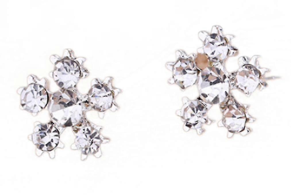 (ダイヤモンド付き5つの花)韓国の花スタッドピアス