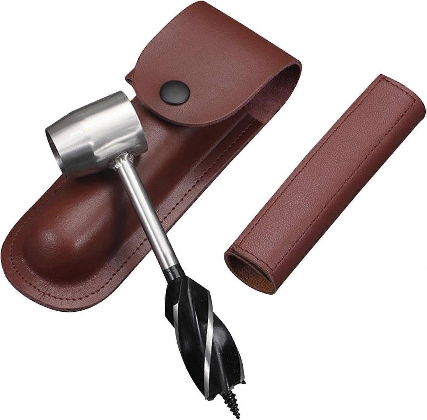 Manual Auger Drill, Survival Tools For Settlers Wrench, Scotch Eye Wood Auger Drill Bit For Backpack(brown)