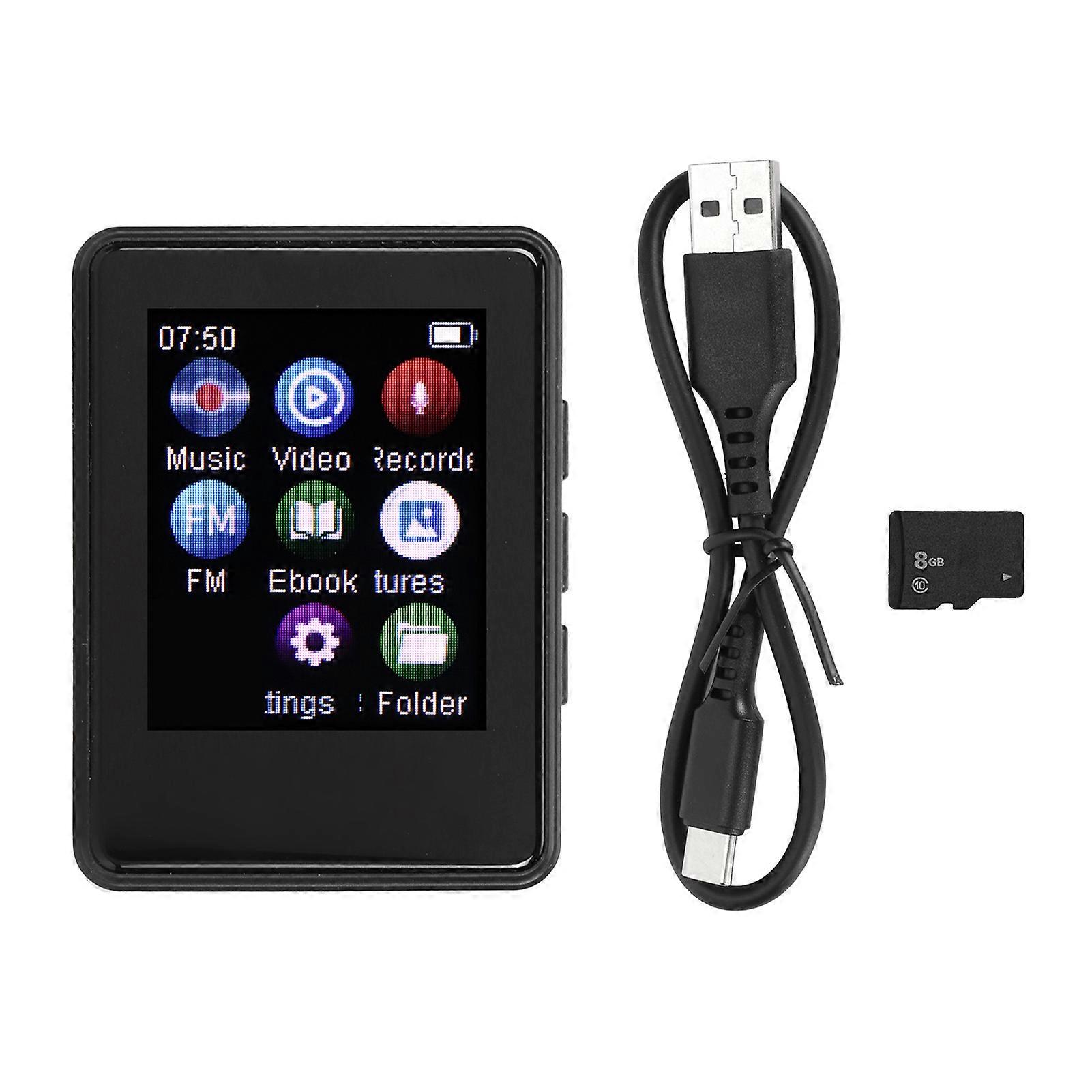 MP3 Bluetooth 5.0 1.77inch Full Touch Screen HiFi Stereo Sound FM Radio Recording MP4 Music Player