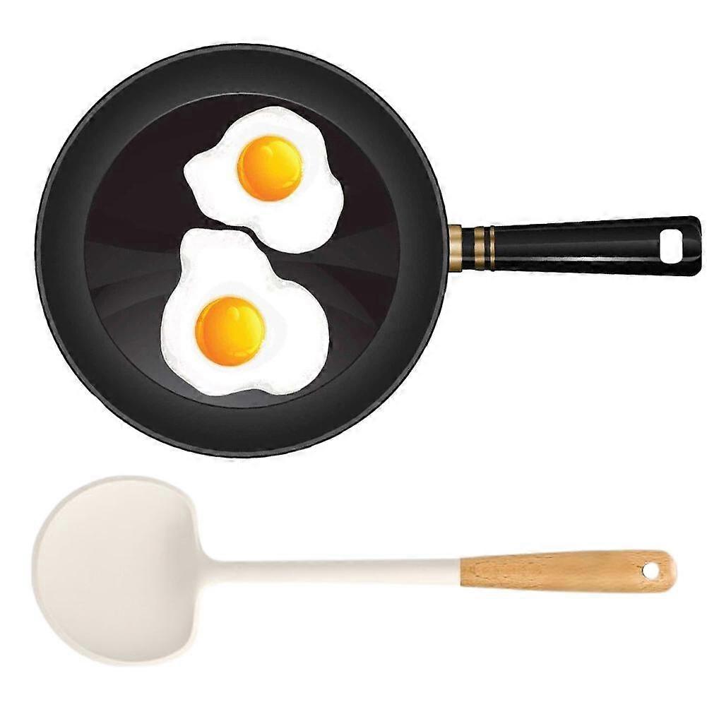 Fungo in silicone unico, portatile, senza manico, per uso domestico professionale, bastoncino con spatola per padella elegante in legno