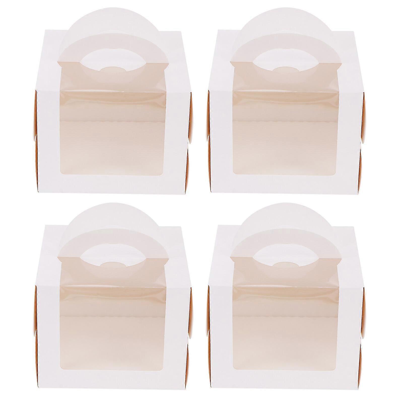 4 Stück Ornamentbehälter Muffinbox Single Dessert Box Griff Kuchenboxen Griffe Bäckereiboxen Dessertbehälter