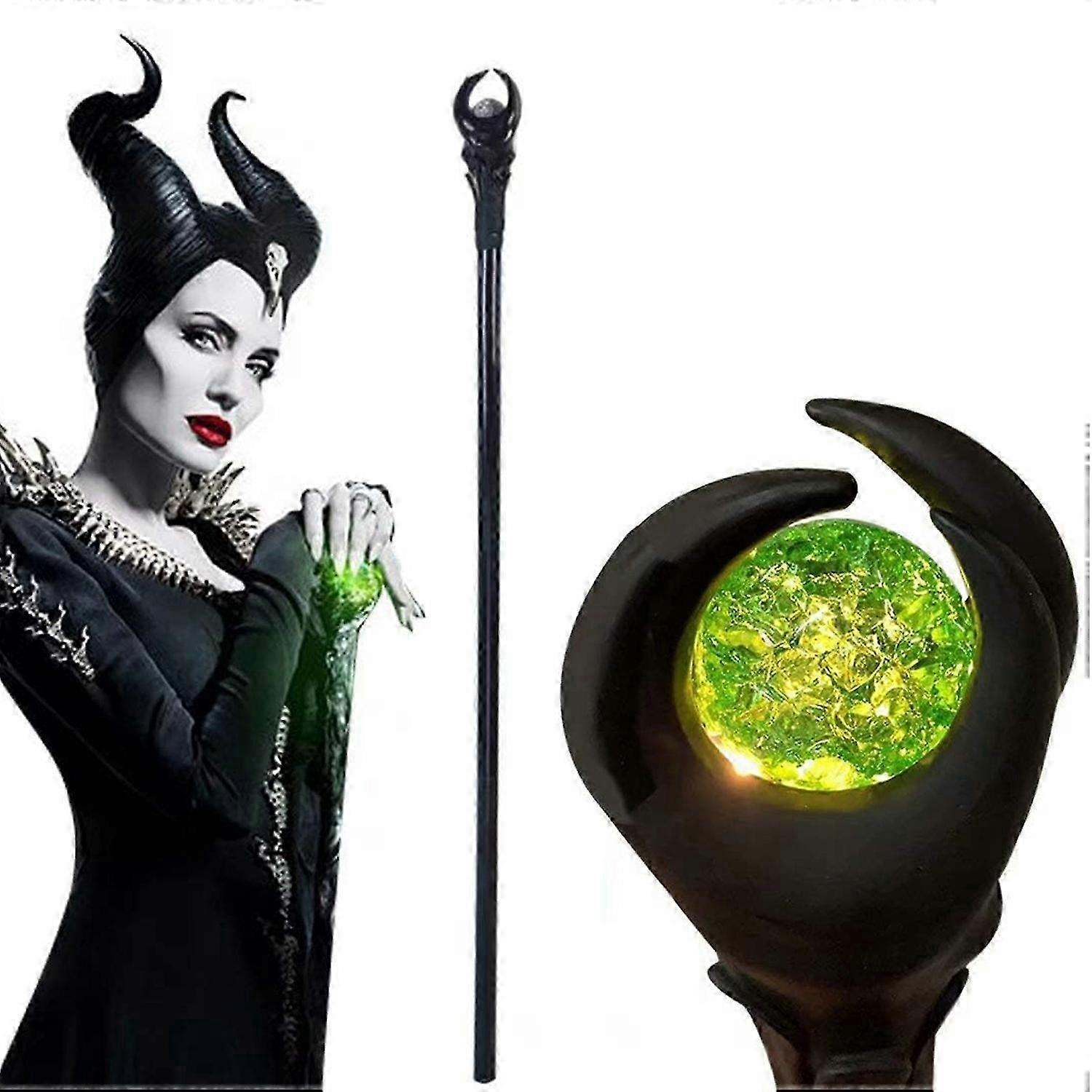 51in Maleficent Green Light Orb Staff, Wizard Magic Scepter for Halloween