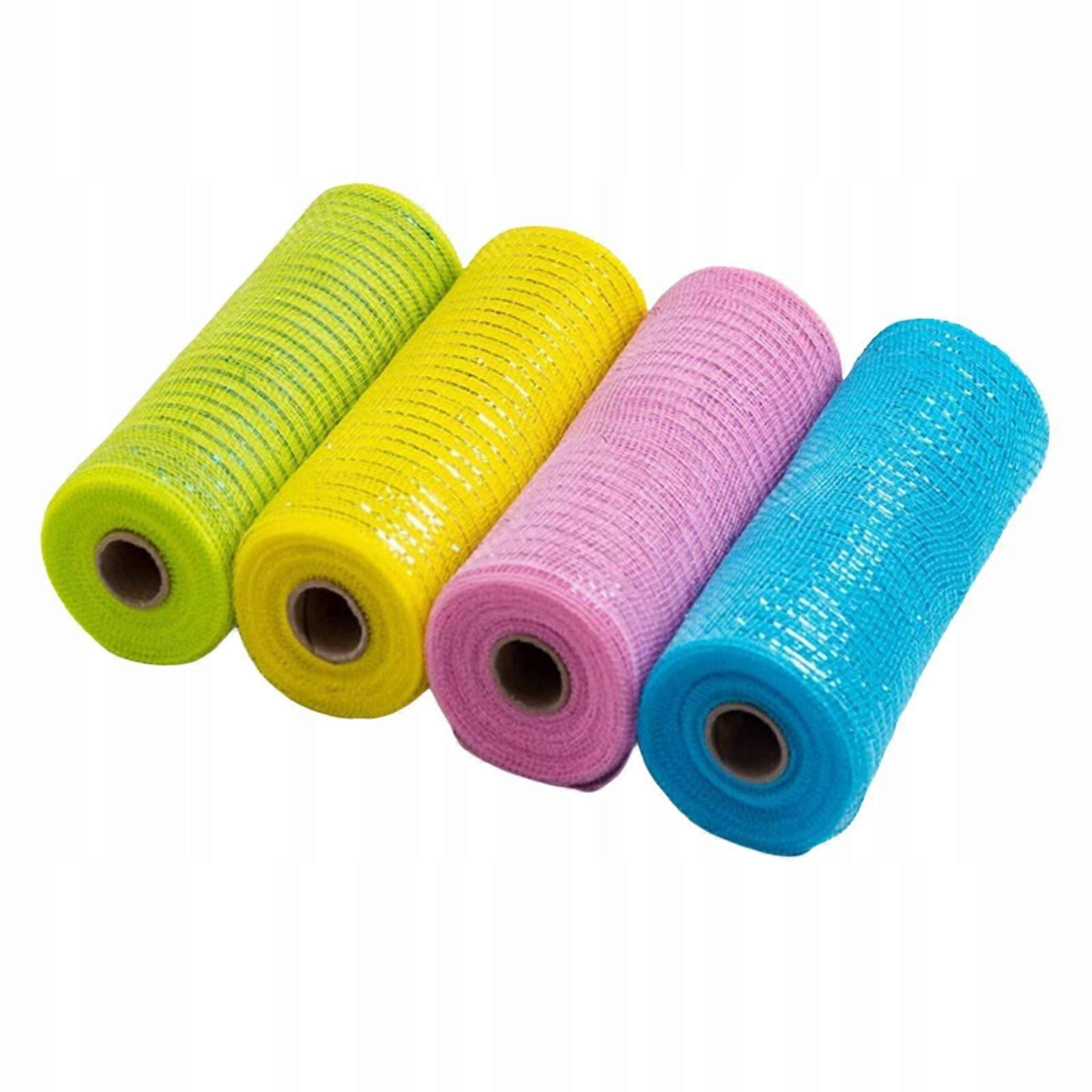 4x Mesh Ribbons Metal Foil Mesh Fabric For Wreaths