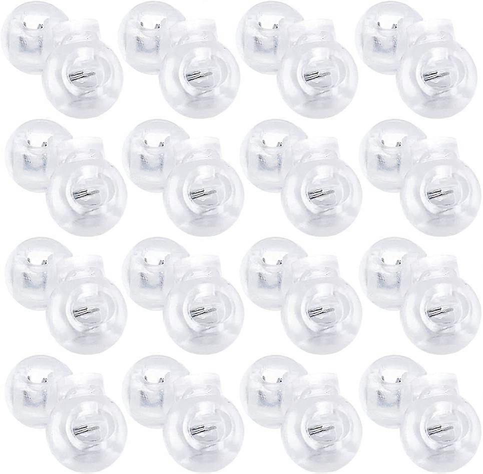 50 Pieces Plastic Cord Locks Clear Cord Stopper Single Hole Cord Locks Round Spring Buckle End Spring Stopper Slider for Drawstring