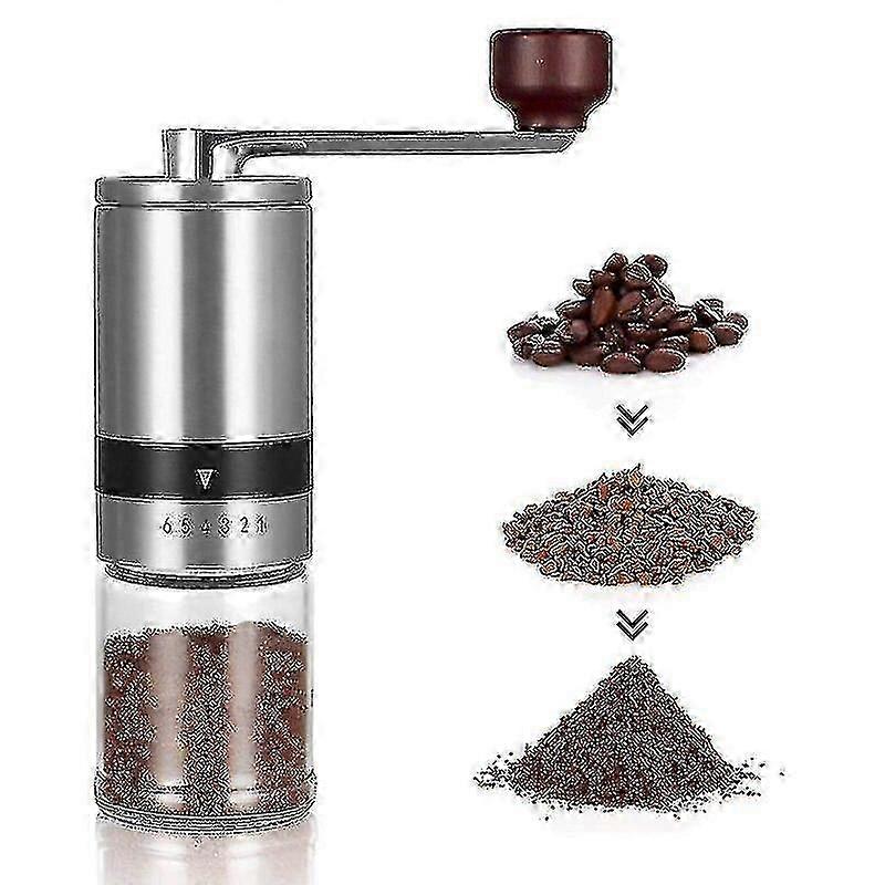 Portable Manual Coffee Grinder with 6 Adjustable Settings for Home Use