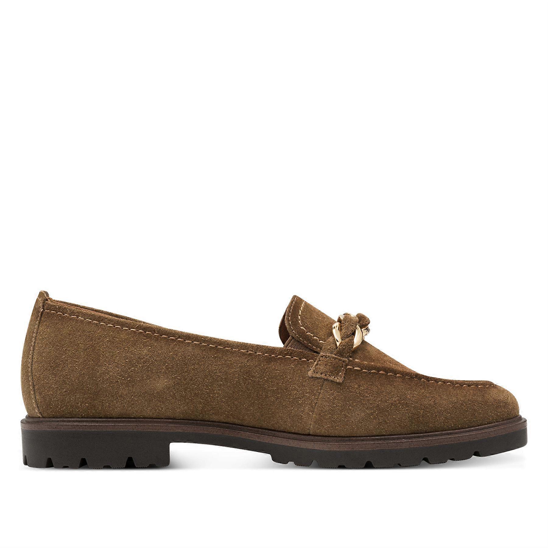 Tamaris Womens Camel Brown Suede Leather Slip-On Loafers Comfort Shoes