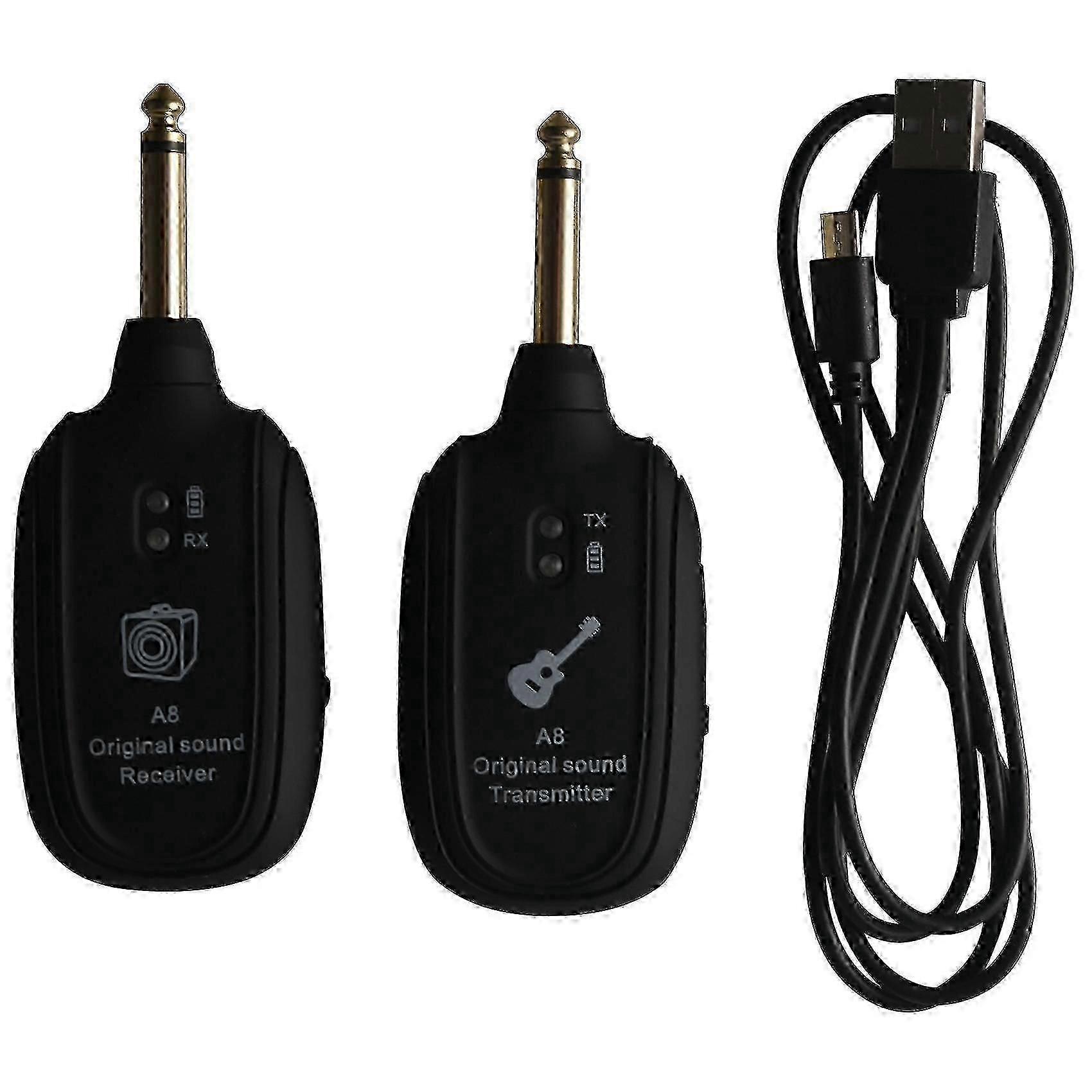 Uhf Guitar Wireless System Transmitter Receiver Built-in Rechargeable