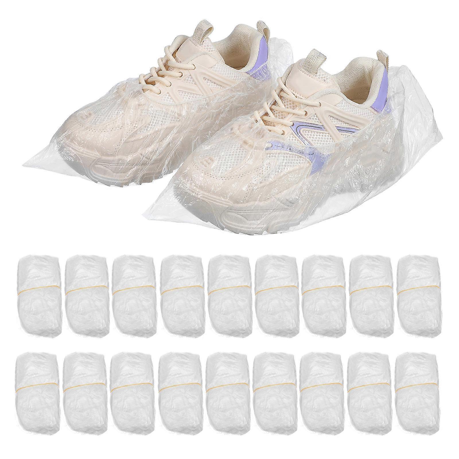 Protective plastic shoe covers, preserving floor integrity in diverse scenarios