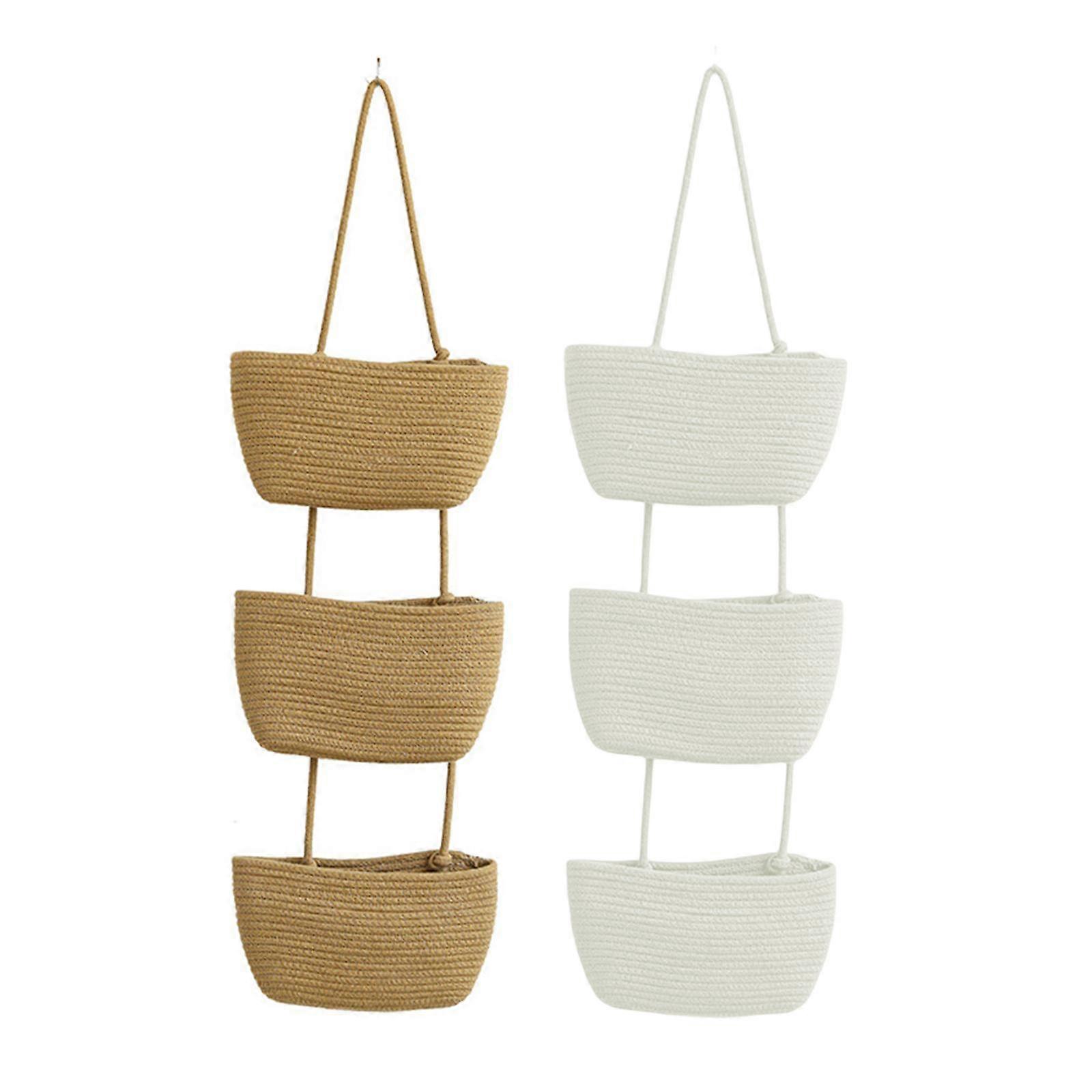 2Pcs Multifunctional 3 Tier Hanging Basket Handmade for Bathroom