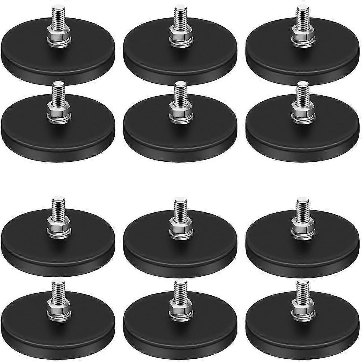 Rubber Coated Magnets,22LBS Neodymium Magnet Base with M6 Threaded Magnet with Bolts and Nuts,Stron