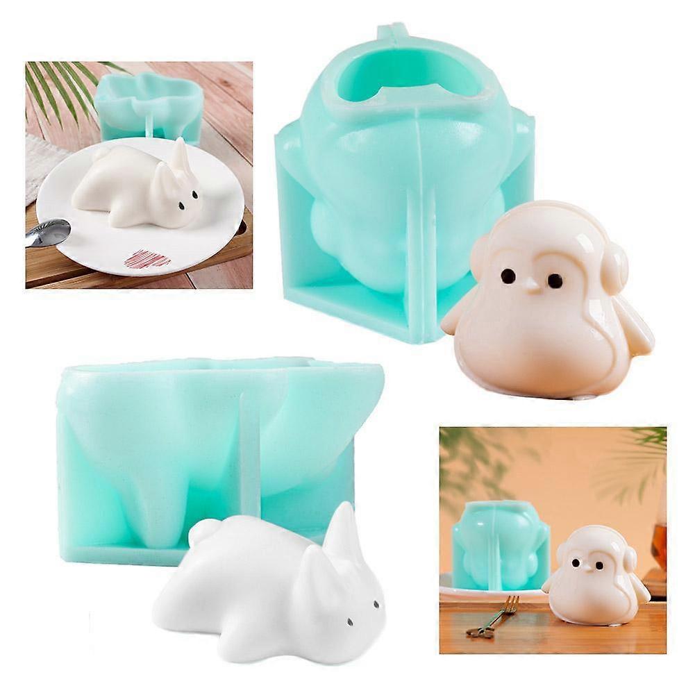 Long-eared rabbit jelly mold (A) $ rabbit penguin pudding mold mousse silicone jelly mold