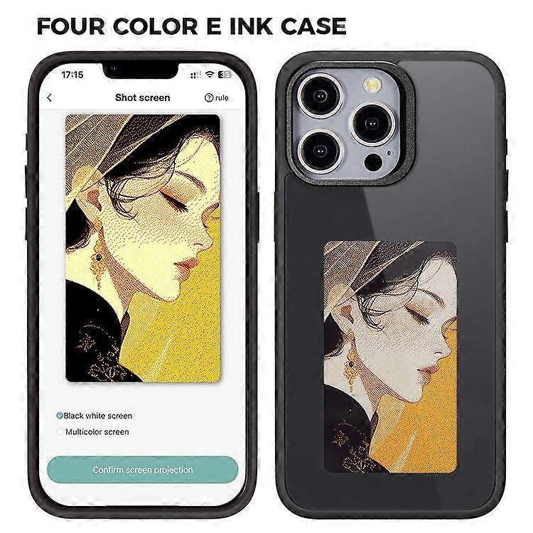 Compatible For iPhone 13 Pro E Ink Cover 4-Color Display Phone Case NFC Projection Customized Pattern