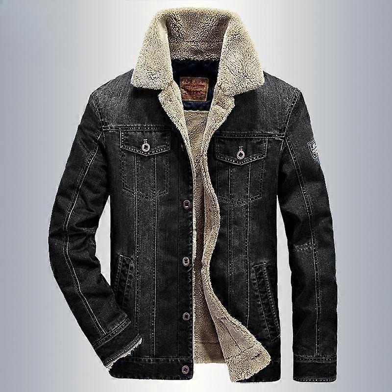Plus Size Autumn and Winter Men's Lapel Cotton-padded Jacket Warm Jacket Denim Cotton-padded Jacket