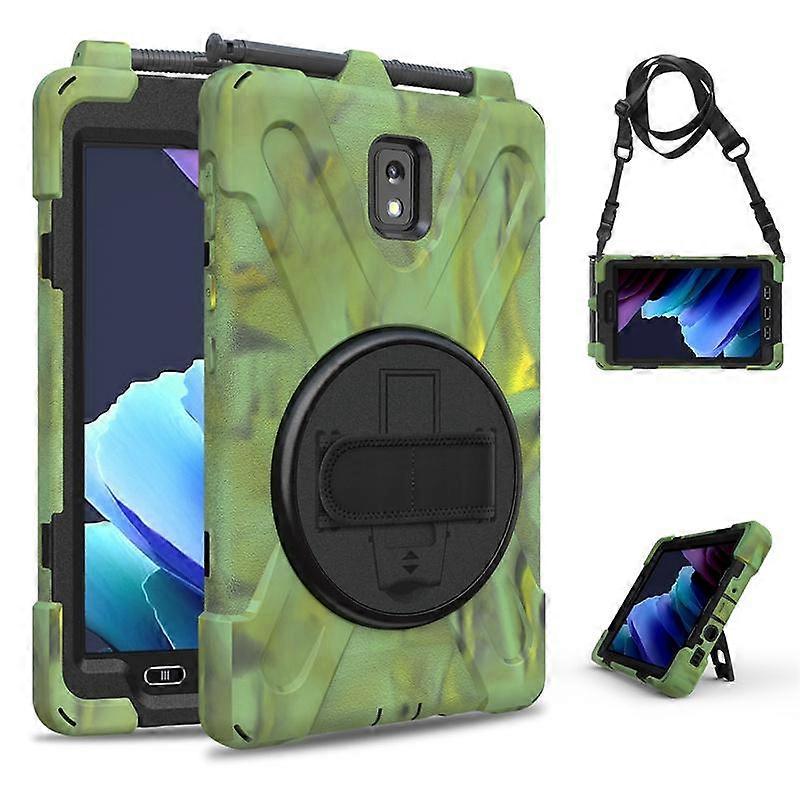 Tablet Case For Samsung Galaxy Tab Active5 SM-X306B Soft Silicone iPad Case For Samsung Tab Active3 5 Crossbody Lanyard Invisible Bracket Tablet Cover