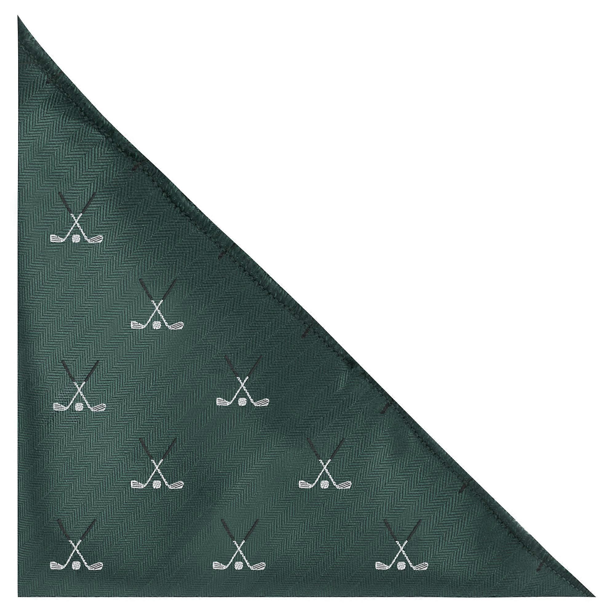 Dark Green Golf Clubs Herringbone Pocket Square