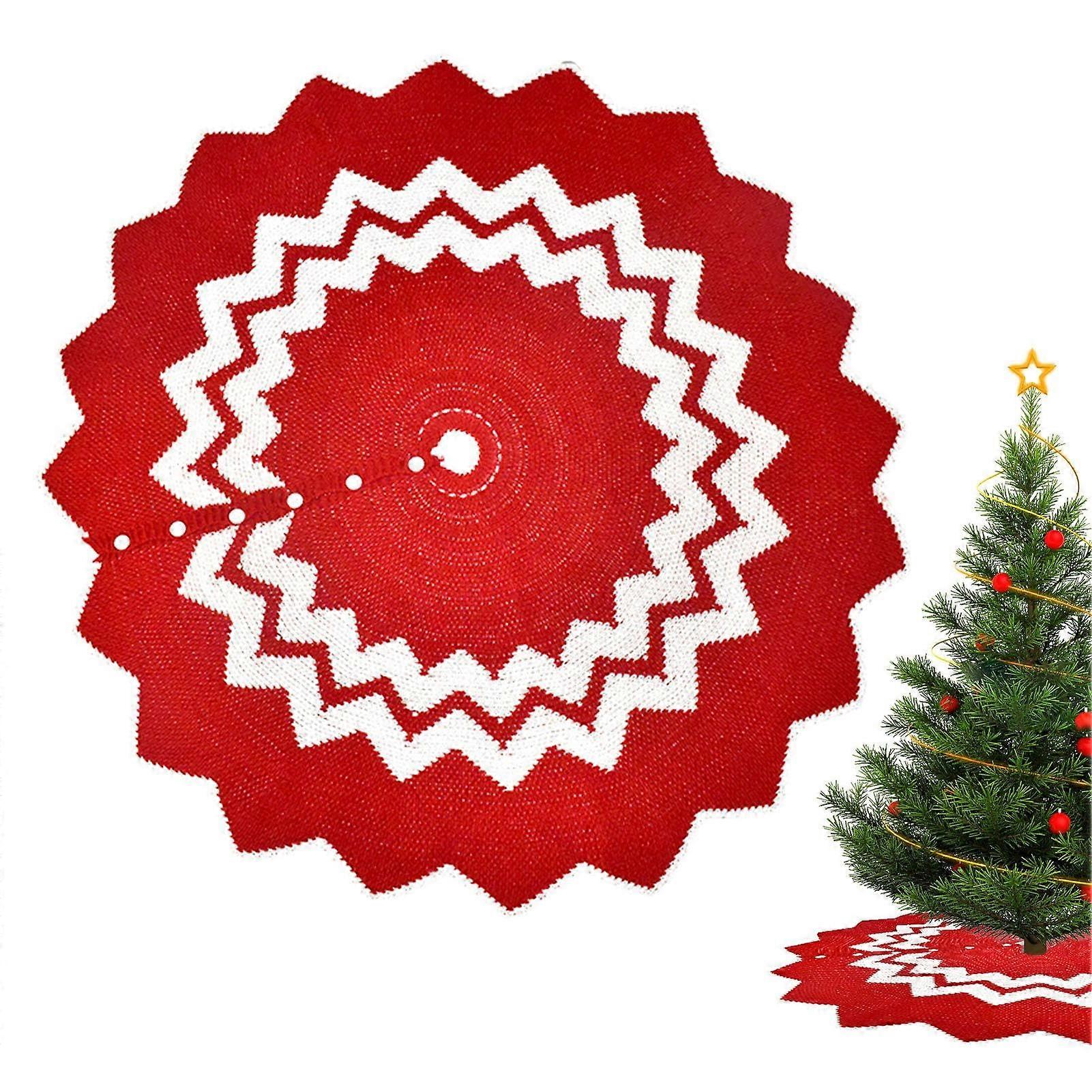 Weihnachtsbaumrock Rot Weiß Gestrickter Baumrock für den Innen- und Außenbereich