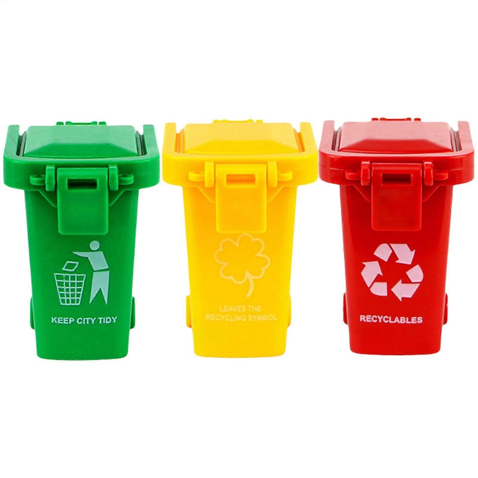 Miniature Trash Can Desktop Trash Can With Lid And Casters, Funny Creative Desk Toy, Beautiful Trash Can In Three Colors