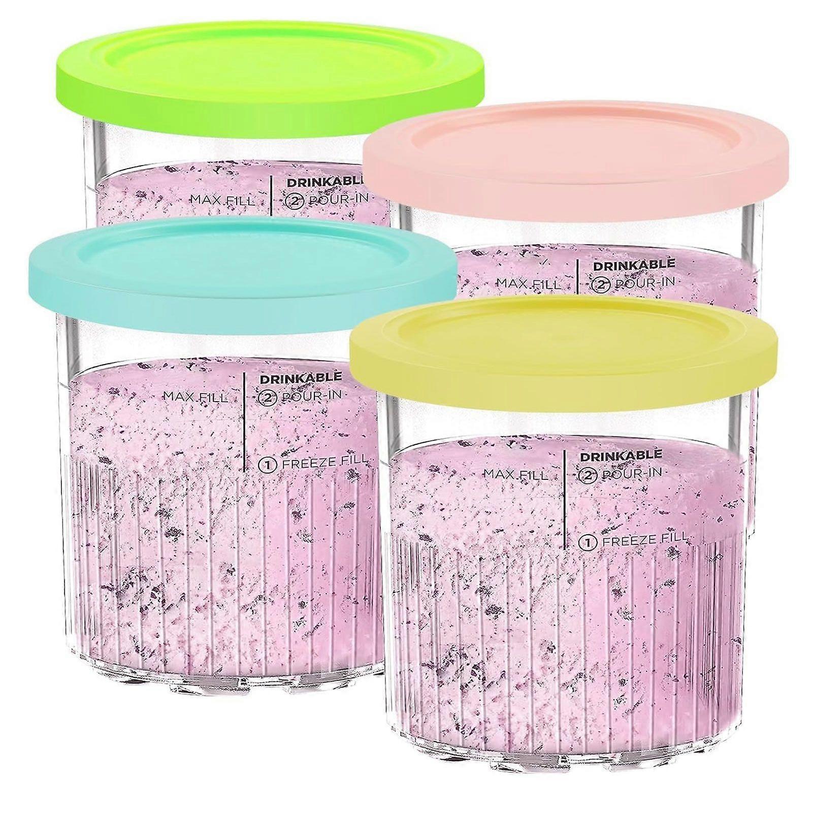 4-Pack Ninja Creami Deluxe Ανταλλακτική Πίντα &; Καπάκια, Συμβατό με NC501 NC500 Series