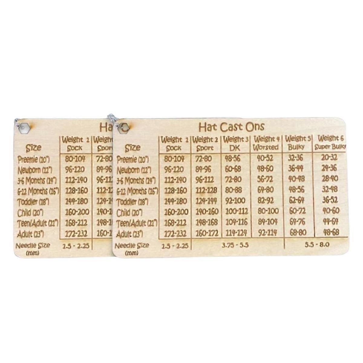 Hat Cast on Chart Tool, Easy-Stitch Calculator for Knitting Projects, 3.5 X 5 Inch Handmade Wooden Knitting-Gauge Tool