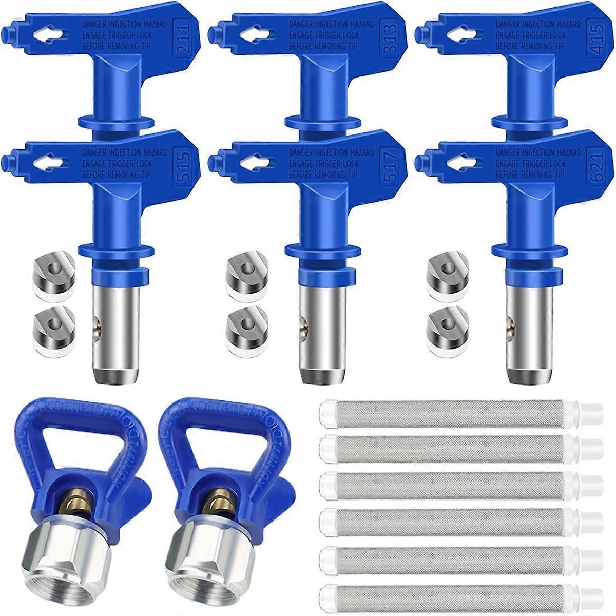 Airless Paint Set, 6 Airless Paint Double Sided Nozzles, 2 Nozzle Guards and 6 Filters for Construc