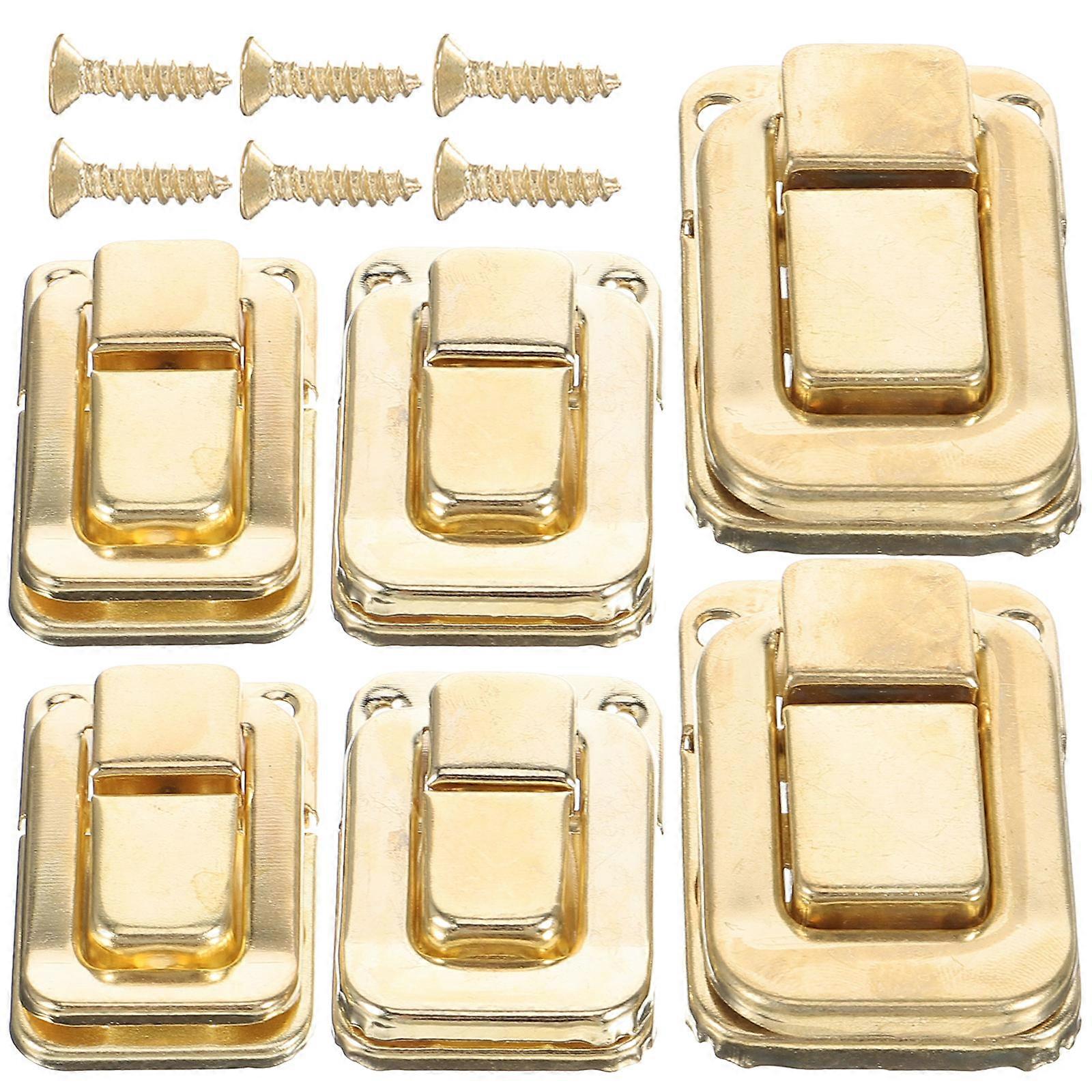 Box Latches Hardware Clasp Lock Jewelry Box Hinge Latch Lock Golden Small Rectangular Woodworking Projects 6Pcs