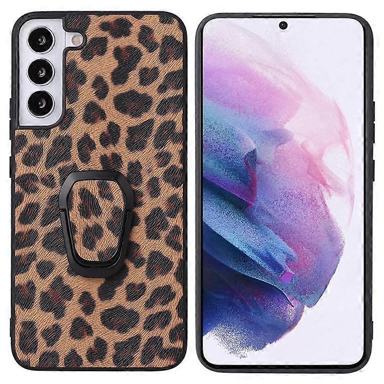 Stylish Textured Pattern Kickstand Design PU Leather Coated TPU+PC Hybrid Case Cover Compatible For Samsung Galaxy S22 5G