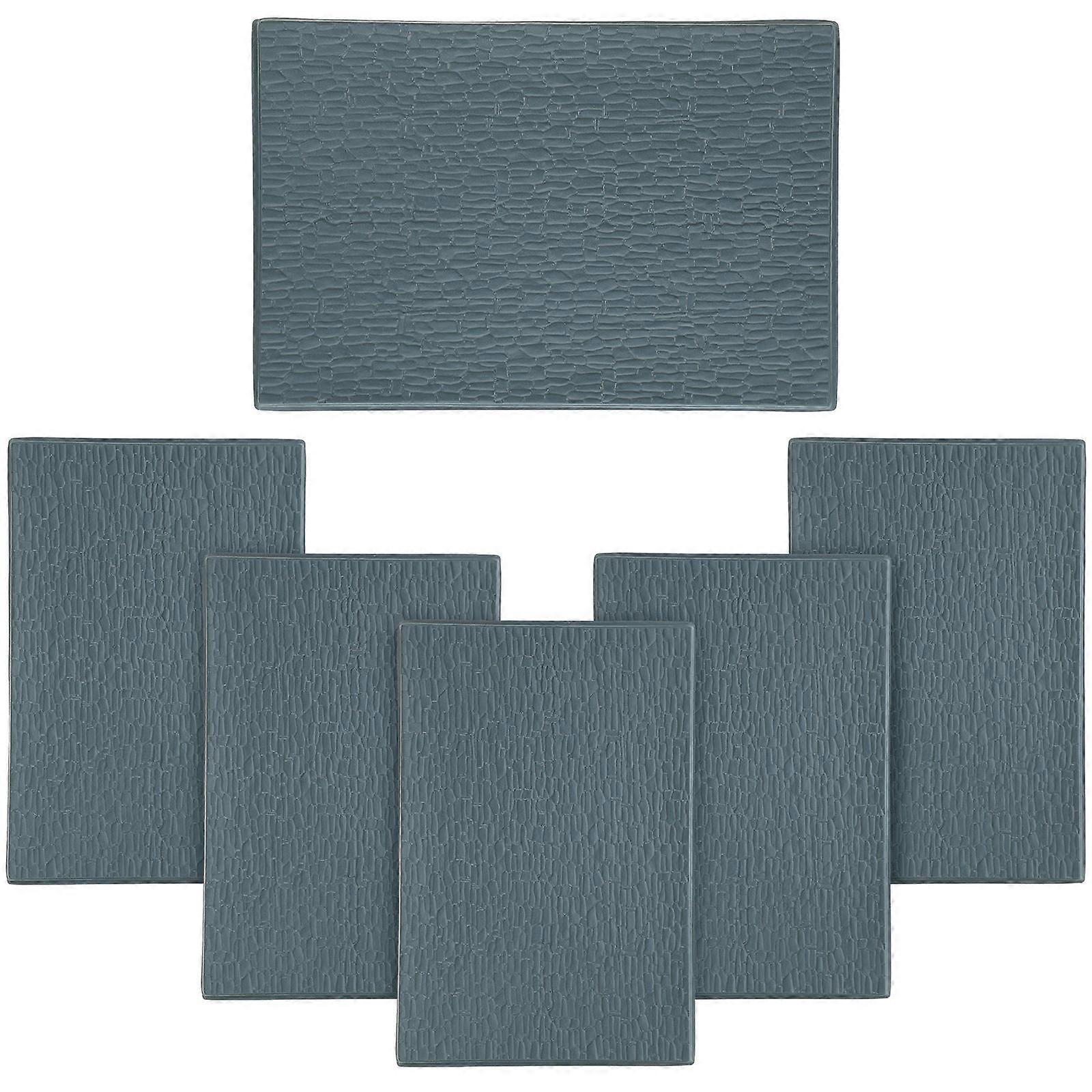 Small Simulation Roof Tiles Model Ornaments Rectangular PVC Navy 30X20X0.03CM 6Pack