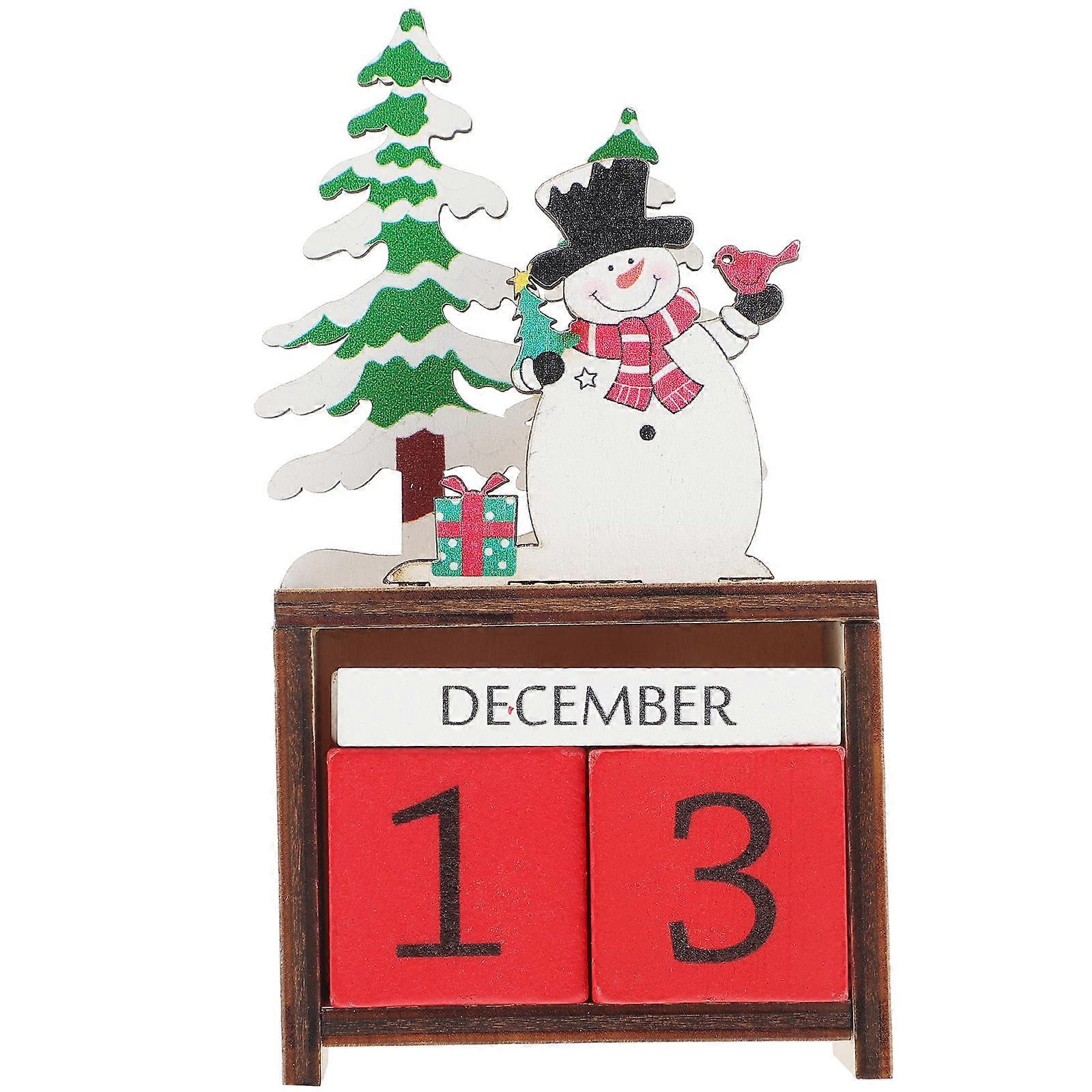 Wooden Snowman Christmas Countdown Calendar DIY Advent Decoration Home Table Display Family Date Blocks Festive Holiday Cheer
