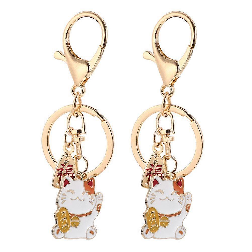 2pcs Alloy Cat Hanging Decor Pendant Delicate Cat Hanging Keychain Adornments