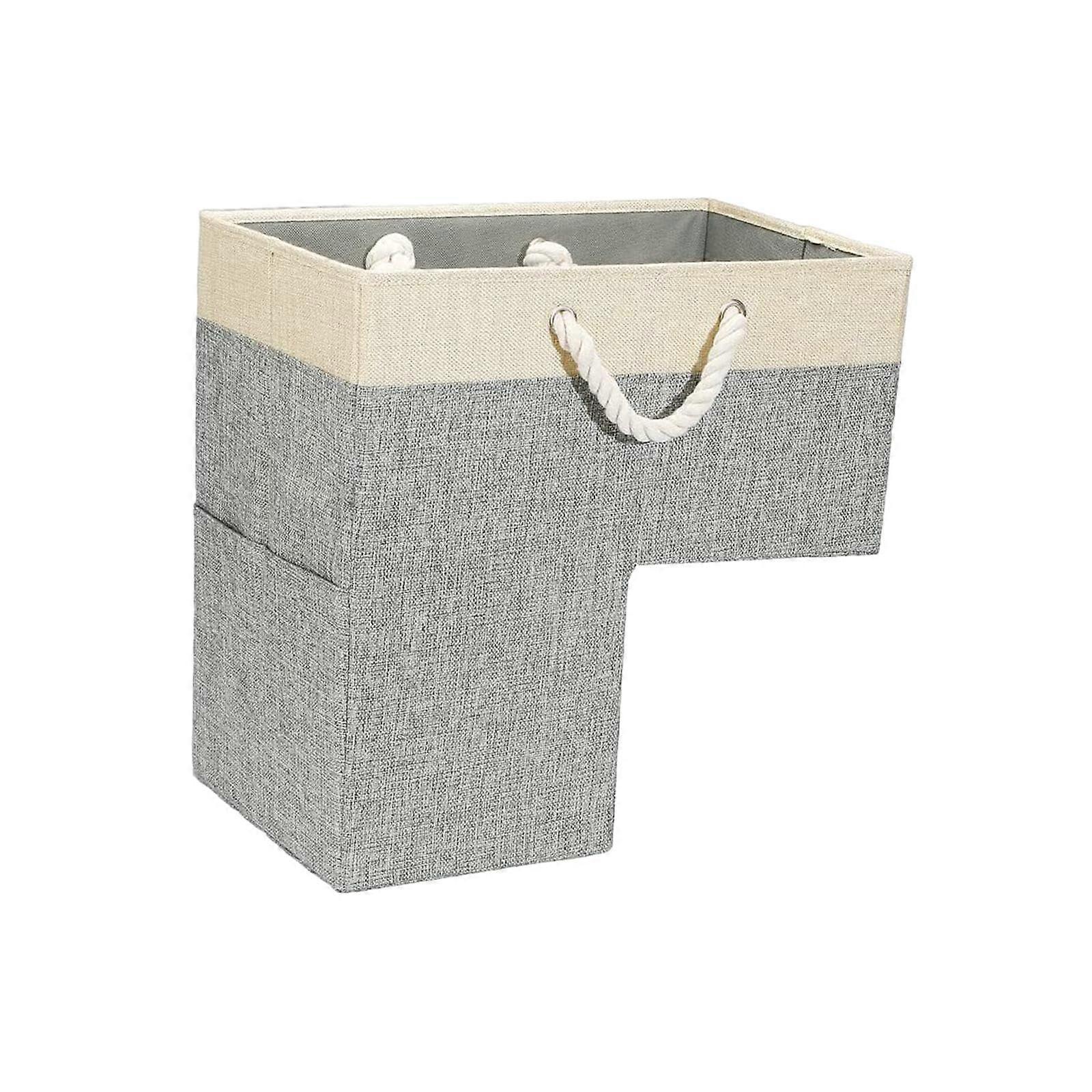 Staircase Baskets with Handles, Grey Modern Collapsible Stair Step Storage Baskets for Home Organization