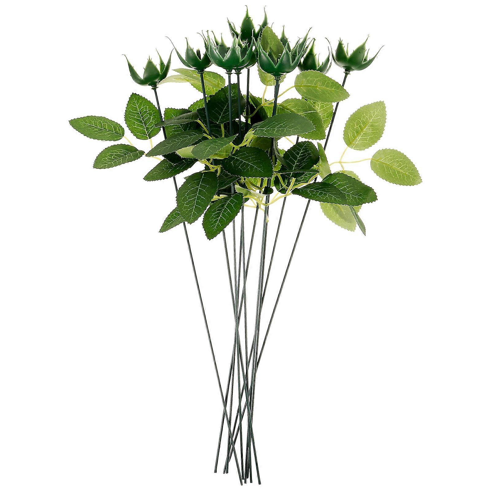 Diy Calyxes Kit Artificial Flowers Green Stems Leaves Set Floral Art 42.00X0.30X0.30CM Realistic Design 1Set