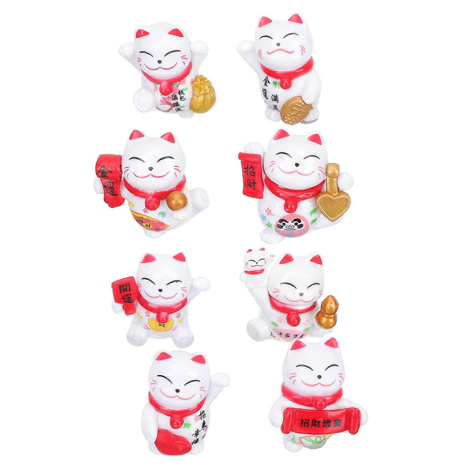 庭の猫の飾り、マイクロ造園、猫の置物、水族館、装飾、プラスチック、1.65x1.57x1.18in、8個