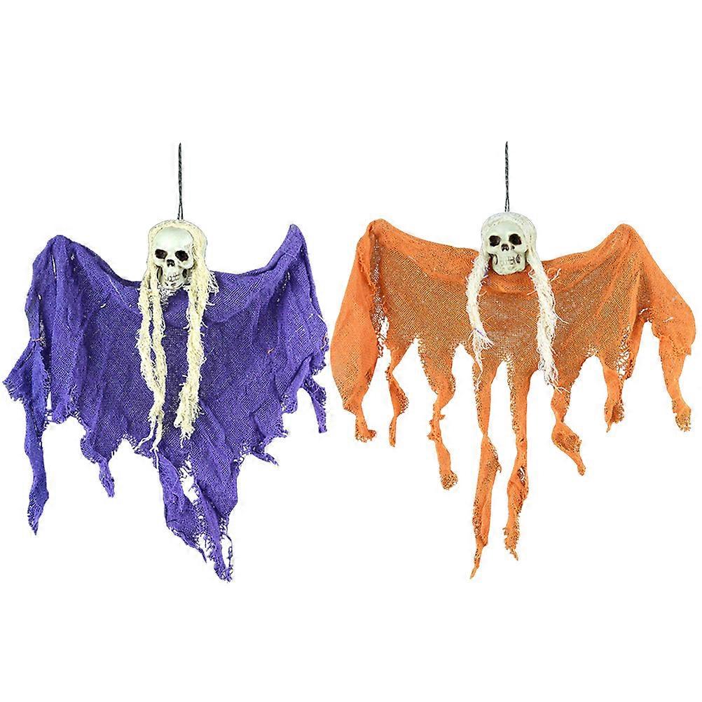 Halloween Props Skull Shape Hanging Skeleton For Home Garden Decor 2Pcs