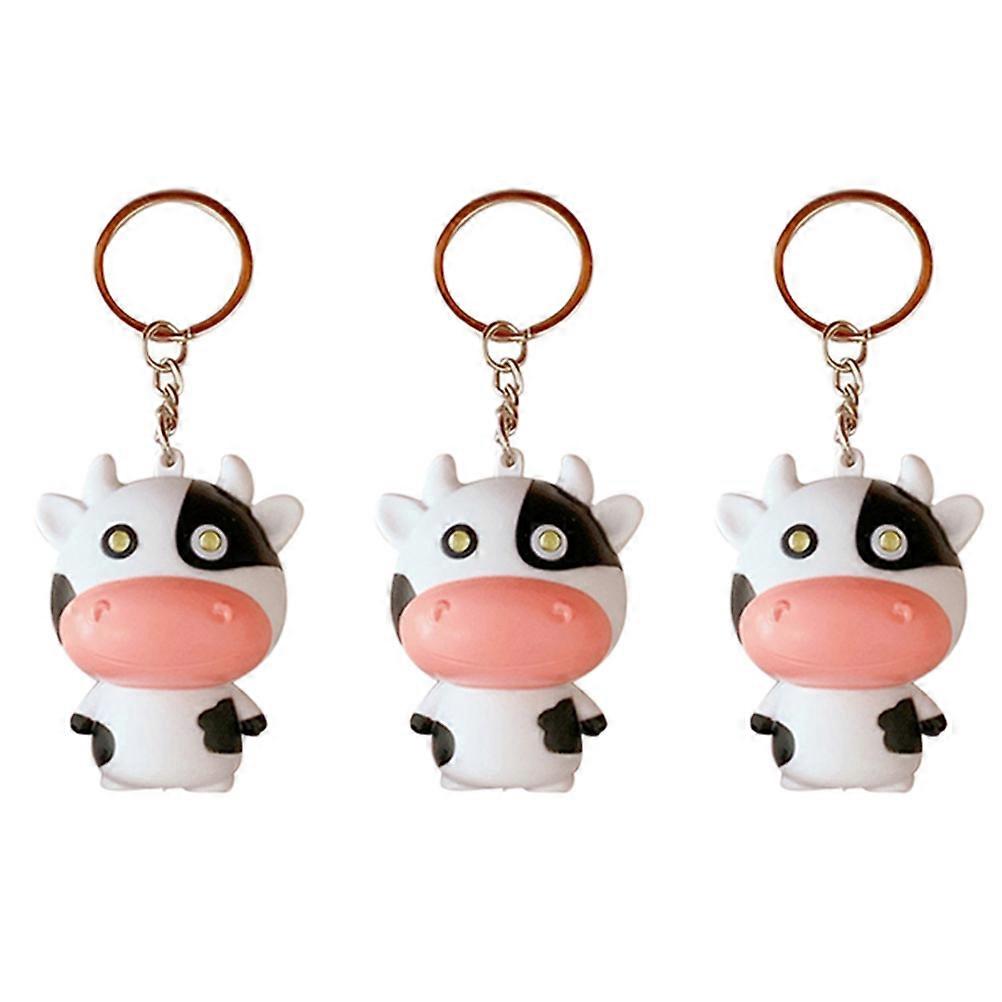 Luminous Key Chains Cow Shaped Cartoon Easy to Attach 3Pcs